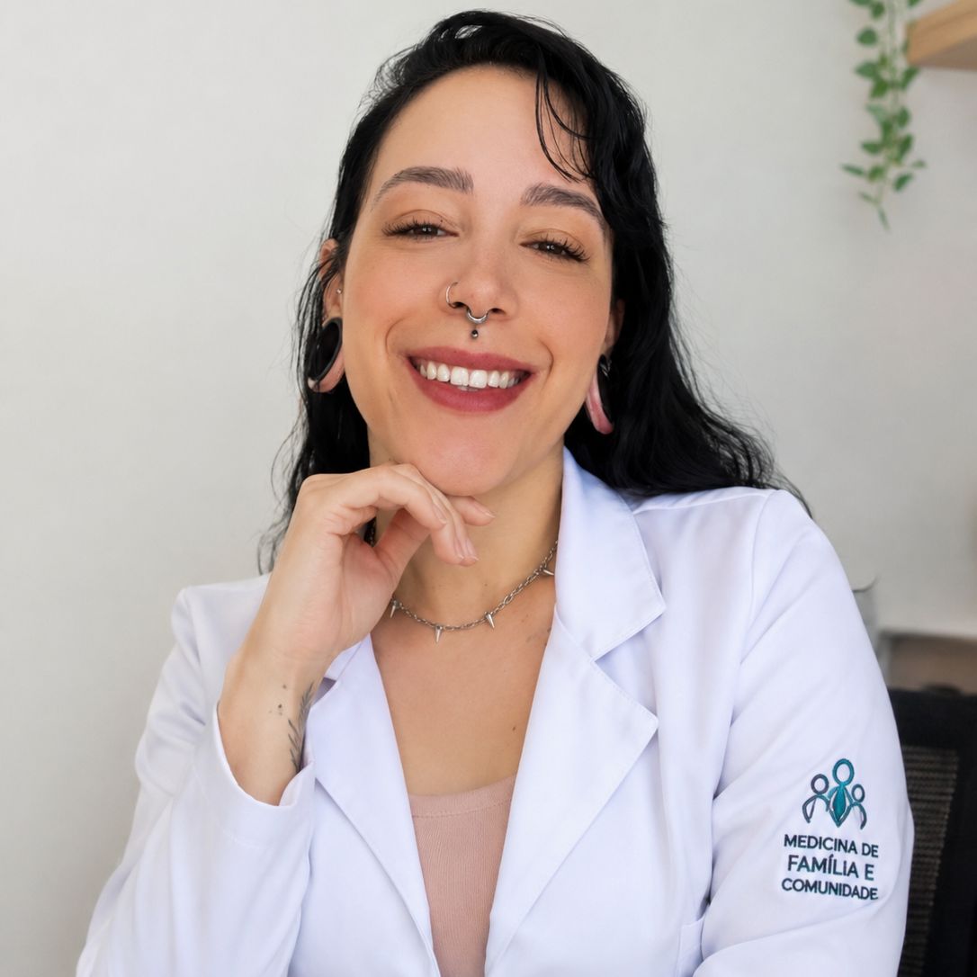 Dra. Ariadne durante uma consulta médica online
